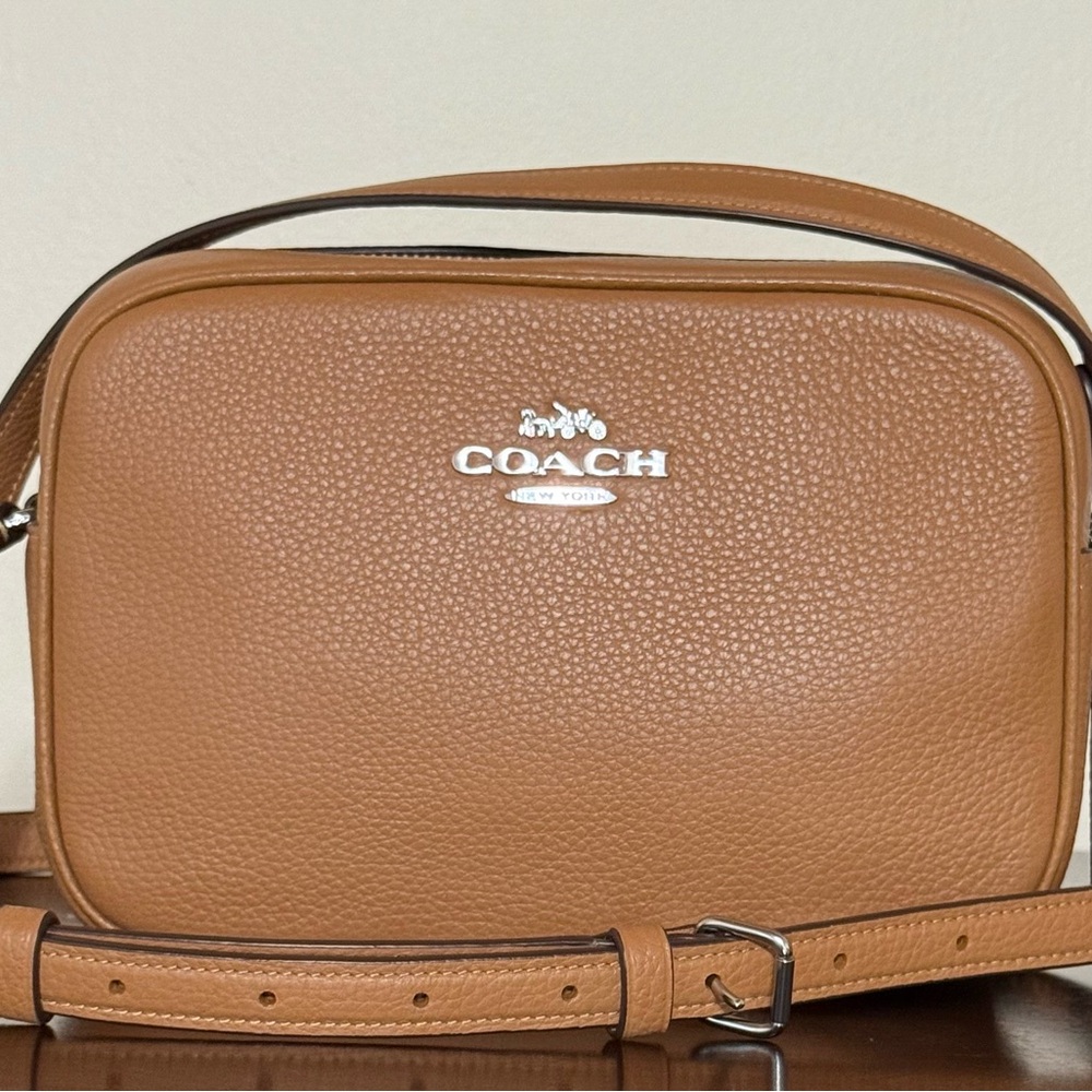Coach Silver/Light Saddle Jamie Refined Pebble Leather Camera Bag (CR110)